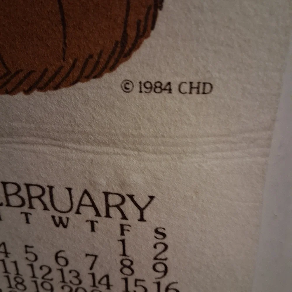 Vintage 1985‎ Teddy Bear Felt Wall Calendar Kitsch Cute!